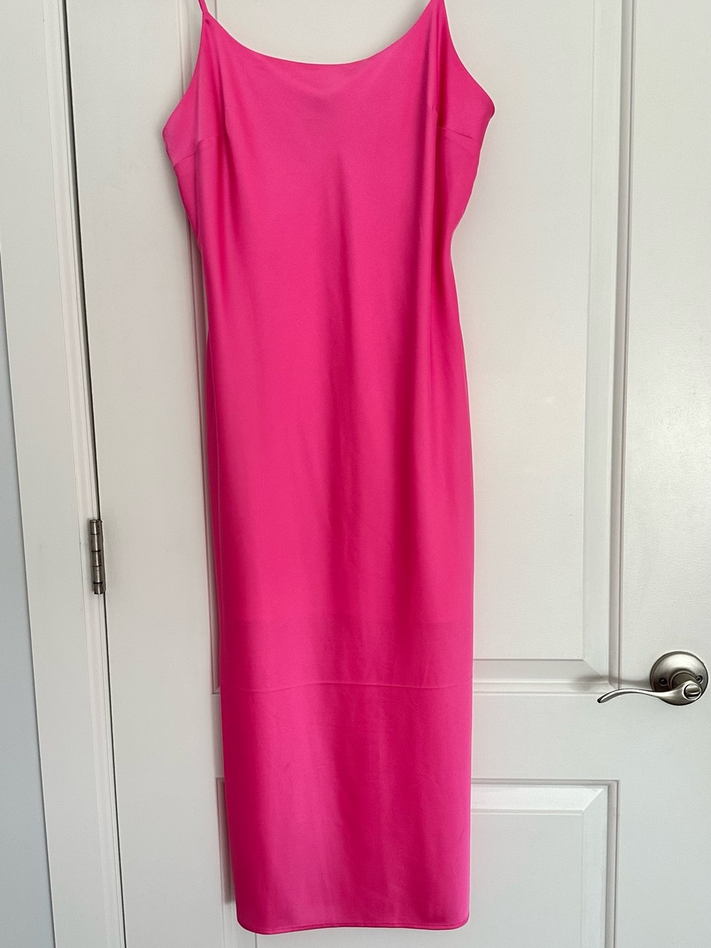 Express Fuchsia Maxi Dress with Spaghetti Straps and side slits. Size M